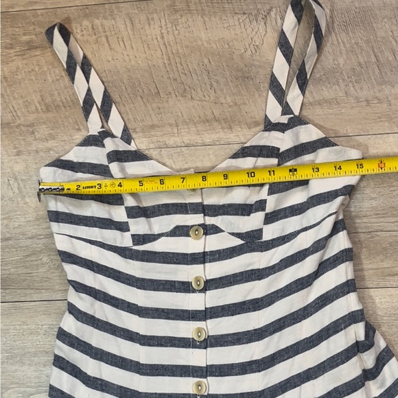 Anthropologie Maeve Linen Blend Striped Midi Dress Size 0P - Picture 6 of 8